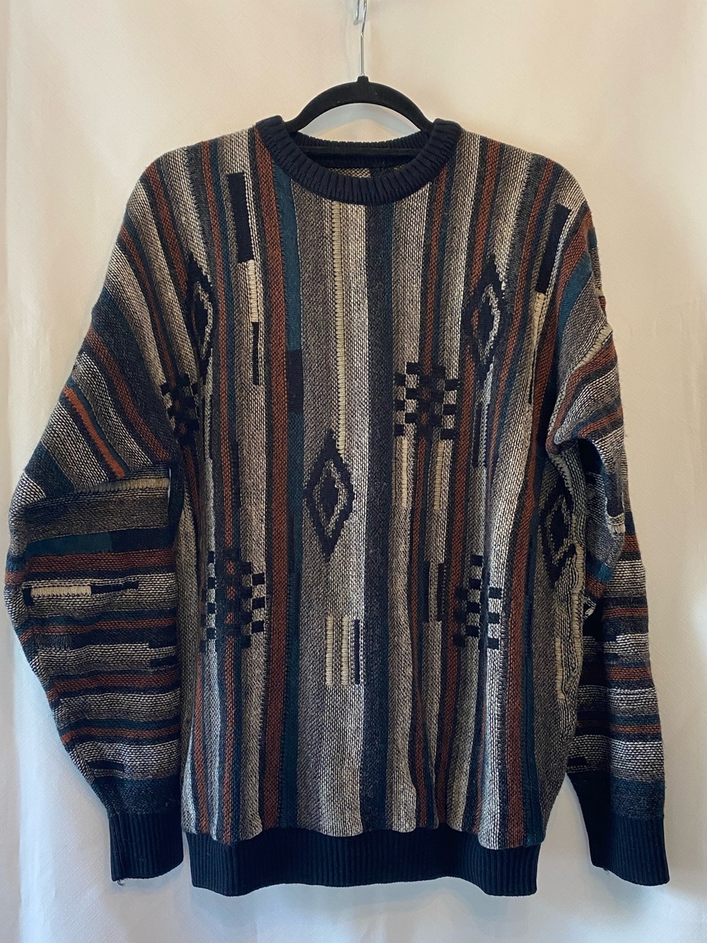 Tosani Wool Blend Eclectic Grandpa Coogi Style Psychedelic Crewneck Sweater 2XL